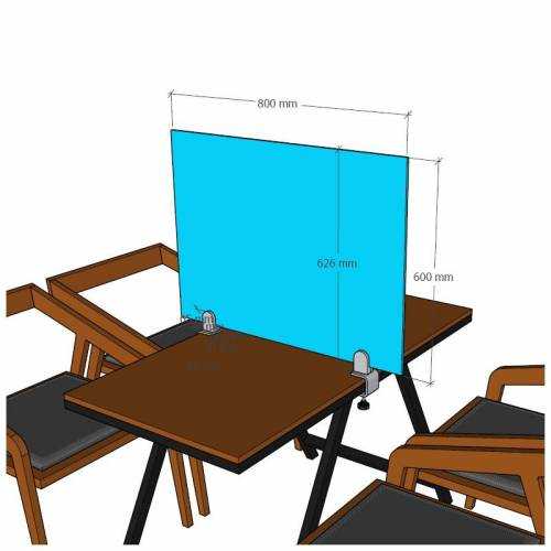 écran en verre anti-covid sur pinces adaptables